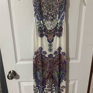 S-Twelve Purple and White Backless Maxi Dress